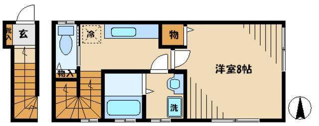 グリーンコート等々力(1K/2階)の間取り写真