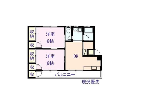 エクセルシオール(2DK/3階)の間取り写真