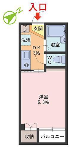 シャンパーニュ909(1DK/4階)の間取り写真