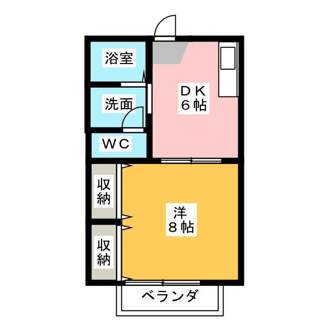 ウッダレート曲金(1DK/2階)の間取り写真