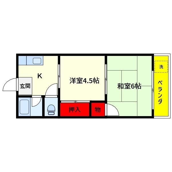 林ビル1(2K/2階)の間取り写真
