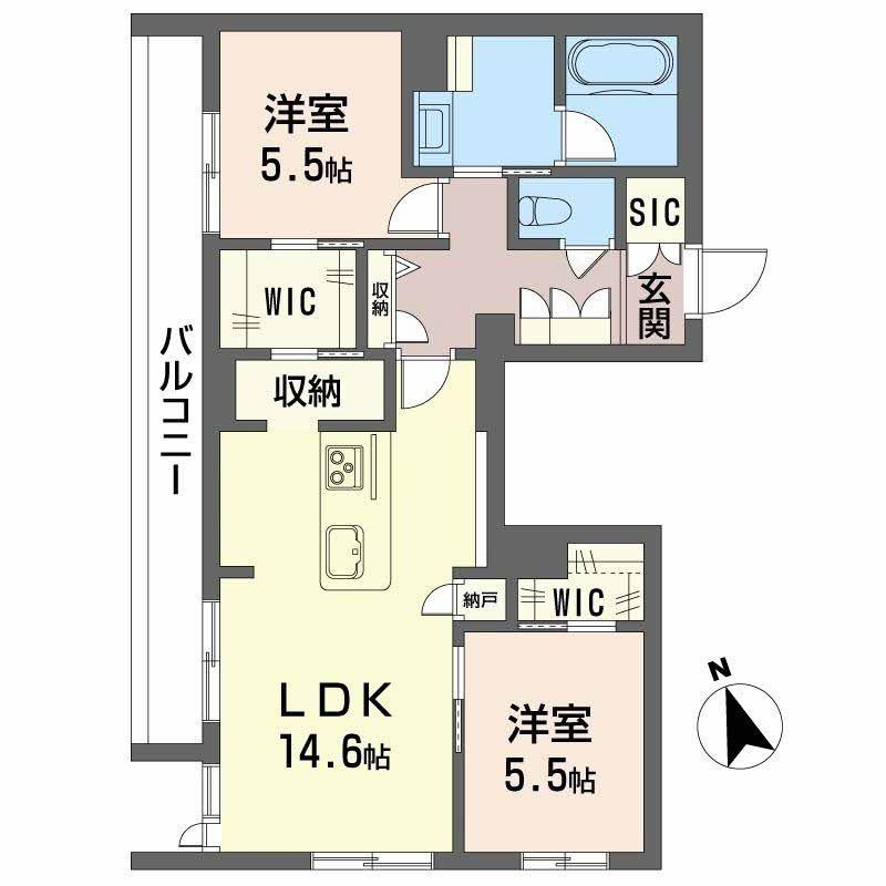 サンシャインSTN(2LDK/3階)の間取り写真