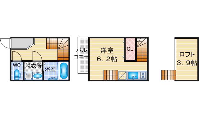 コンフォート本陣(1SK/1階)の間取り写真