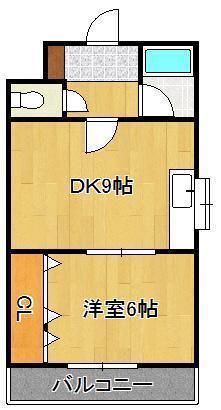 ジョイフル引野 A棟(1DK/4階)の間取り写真