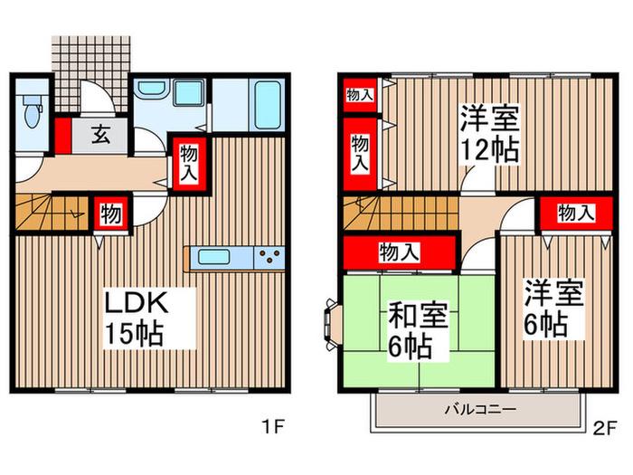 サンビレッジ三久A(3LDK/1階)の間取り写真