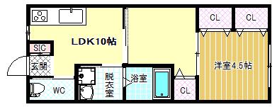 コーポサンシャイン(1LDK/1階)の間取り写真
