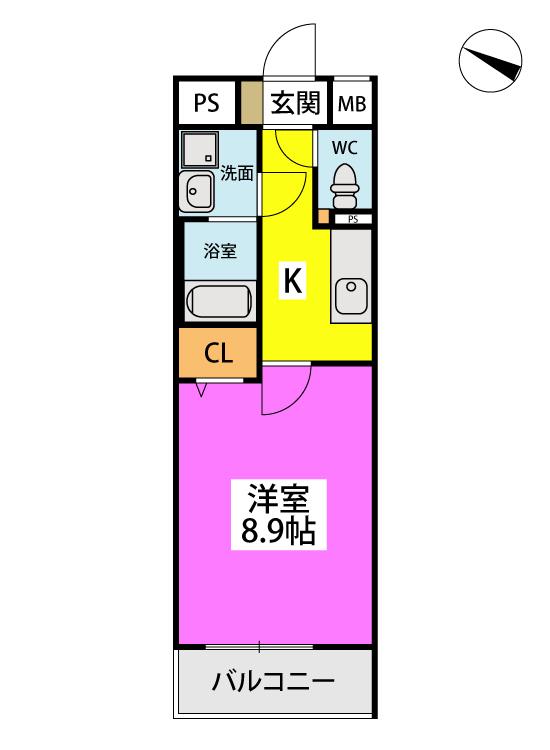 URBAN WEALTH(1K/3階)の間取り写真