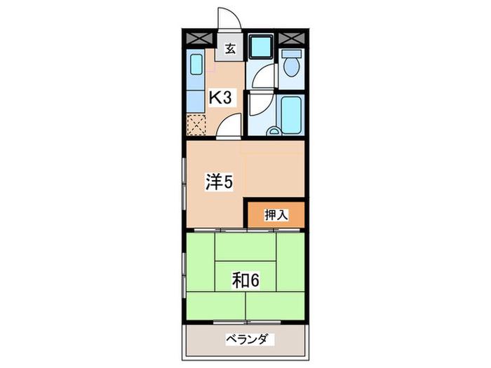 コーポコロン(2K/2階)の間取り写真