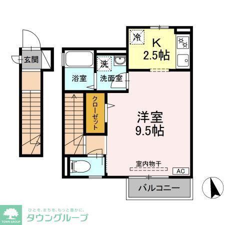 プラムコート中町(1K/2階)の間取り写真