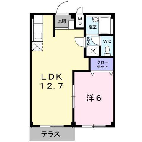 エルディム岡崎A(1LDK/1階)の間取り写真