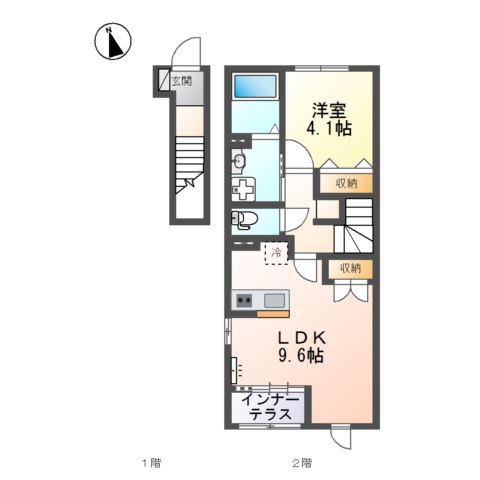 レミリア(1LDK/2階)の間取り写真