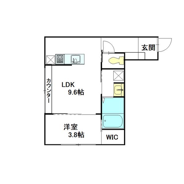 インテグラル野々市本町(1LDK/1階)の間取り写真