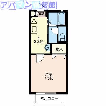ヒルトップ(1K/2階)の間取り写真