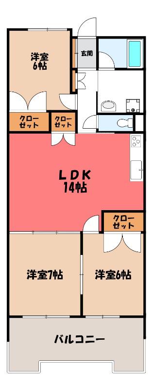 ロイヤルメゾンMAY(2LDK/3階)の間取り写真