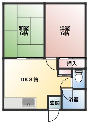コーポむつ(2DK/2階)の間取り写真