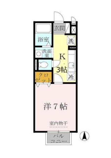 クリエ西山本(1K/1階)の間取り写真