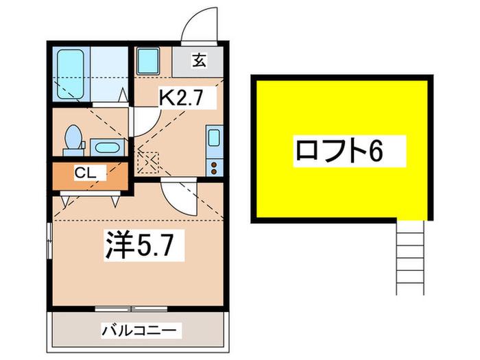 ブルームガーデン(1K/2階)の間取り写真