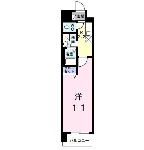 エスフォート本八幡(1K/3階)の間取り写真