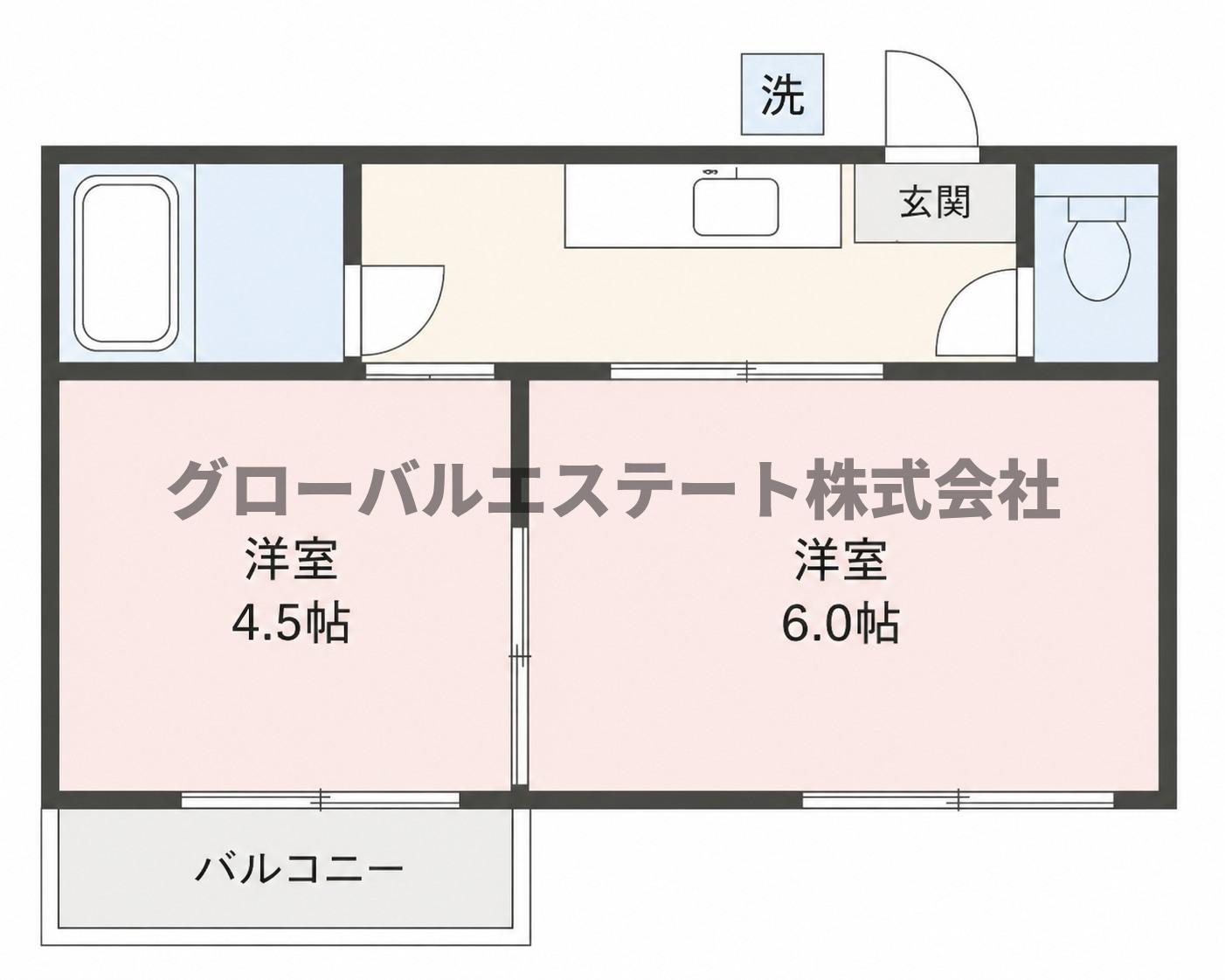 Kハウス谷塚(2K/2階)の間取り写真