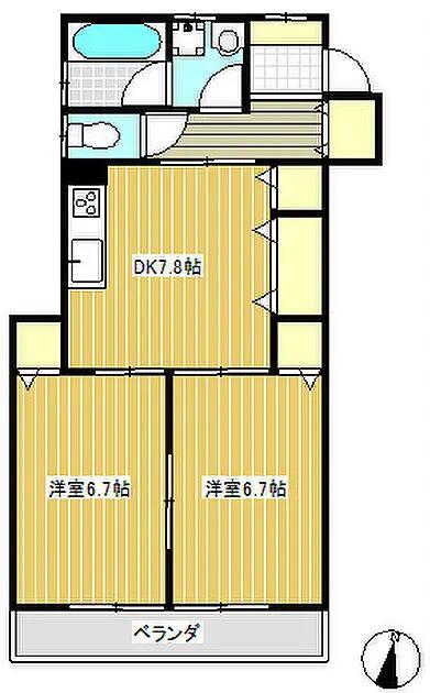 パーシマン大泉2(2DK/2階)の間取り写真