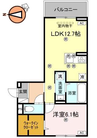 フィオーレガーデン北田宮 C(1LDK/3階)の間取り写真