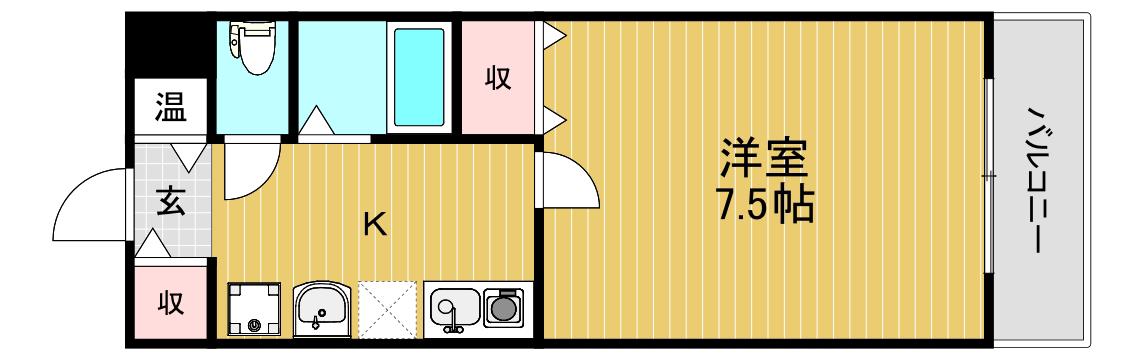 グランベルハーモニー(1K/4階)の間取り写真