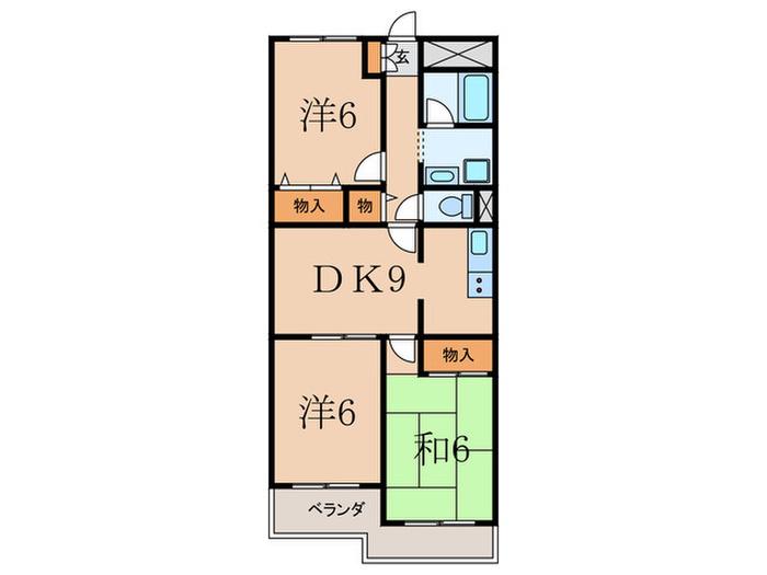 グリーンテラス(3DK/4階)の間取り写真