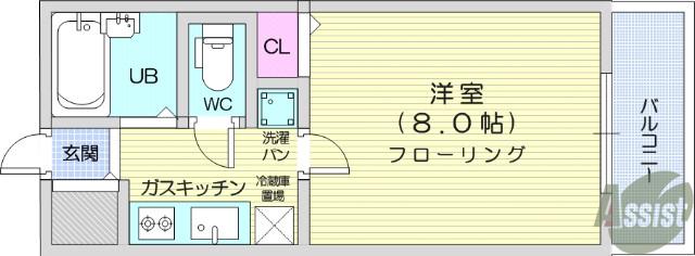 サンパーク・14(1K/4階)の間取り写真