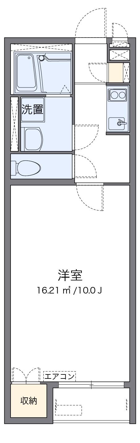 ミランダ三本木(1K/2階)の間取り写真