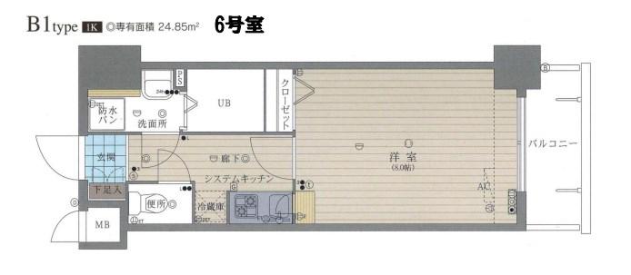 レジデンシャルヒルズ博多南(1K/4階)の間取り写真