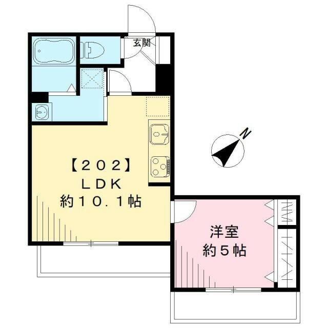 ビューノ渋谷本町(1LDK/2階)の間取り写真