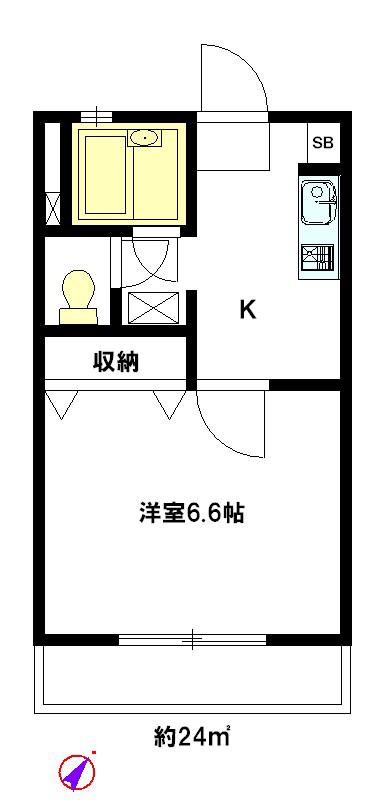 マディーナII(1K/1階)の間取り写真