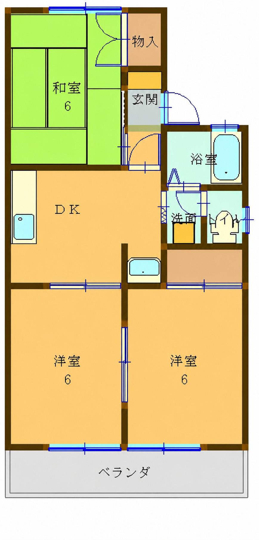 セジュールヤマハン(3DK/2階)の間取り写真