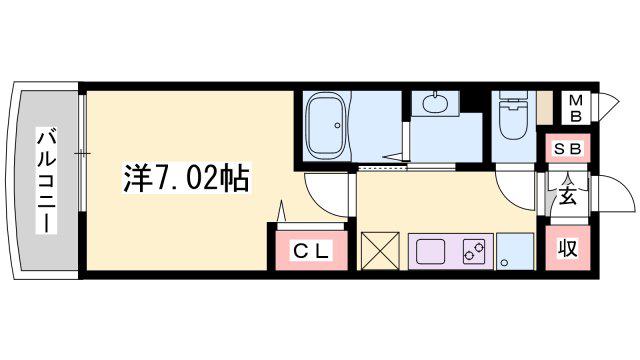 LUXE姫路(1K/14階)の間取り写真