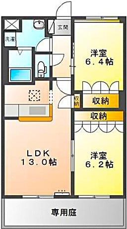 ローズガーデン長塚 I(2LDK/1階)の間取り写真