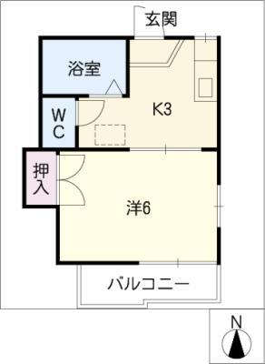 ハイツL&G12(1K/2階)の間取り写真