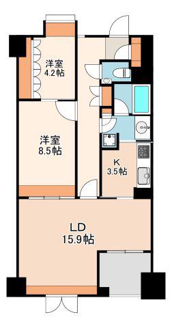 グランドメゾン南船場(1SLDK/9階)の間取り写真