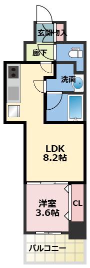 ミラージュパレス本町DEPART(1LDK/10階)の間取り写真