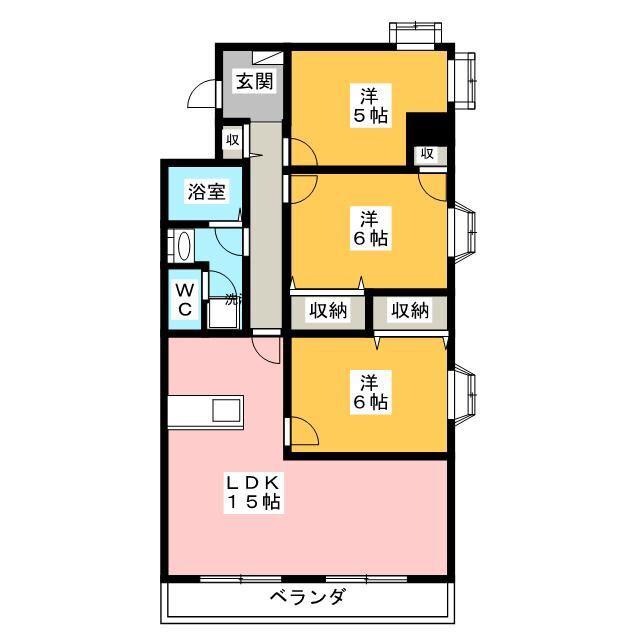 シュロス鵜の森(3LDK/2階)の間取り写真