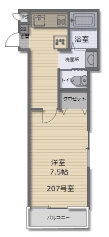サンハウス大久保(1K/2階)の間取り写真