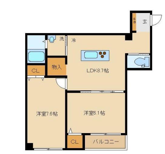 第75シンエイビル(2LDK/3階)の間取り写真