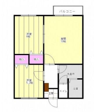 ハッピーハイツ(2LDK/3階)の間取り写真