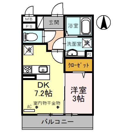 ロンサールII(1DK/3階)の間取り写真