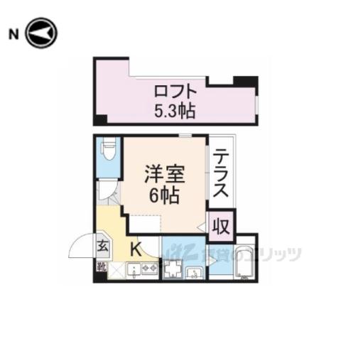 イロハ淀下津町(1K/1階)の間取り写真