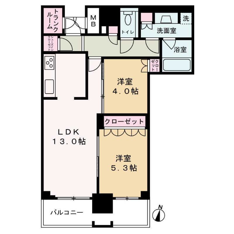 ブランズタワー梅田ノース(2LDK/28階)の間取り写真