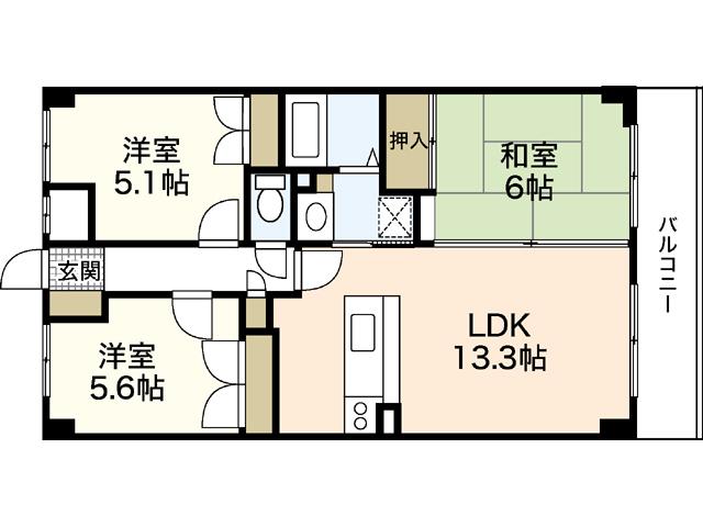 吉川ビル(3LDK/1階)の間取り写真