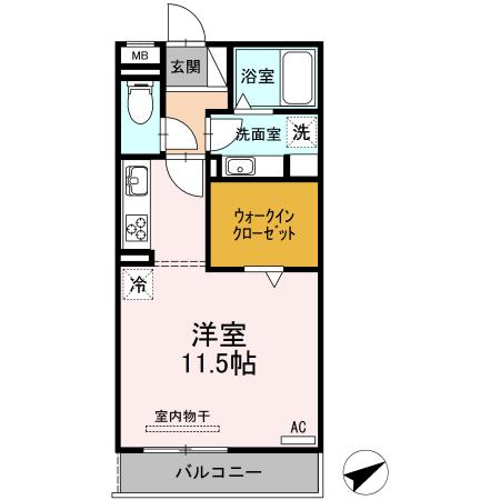 SEAGULL(ワンルーム/3階)の間取り写真