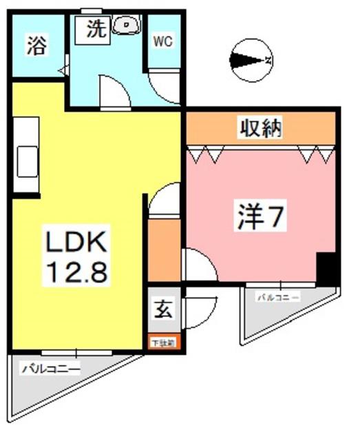 KM大元駅前(1LDK/1階)の間取り写真