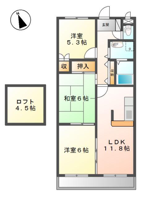 グリーンハイツ大塩II(3LDK/2階)の間取り写真