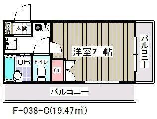 CBレジデンス行徳(1K/4階)の間取り写真